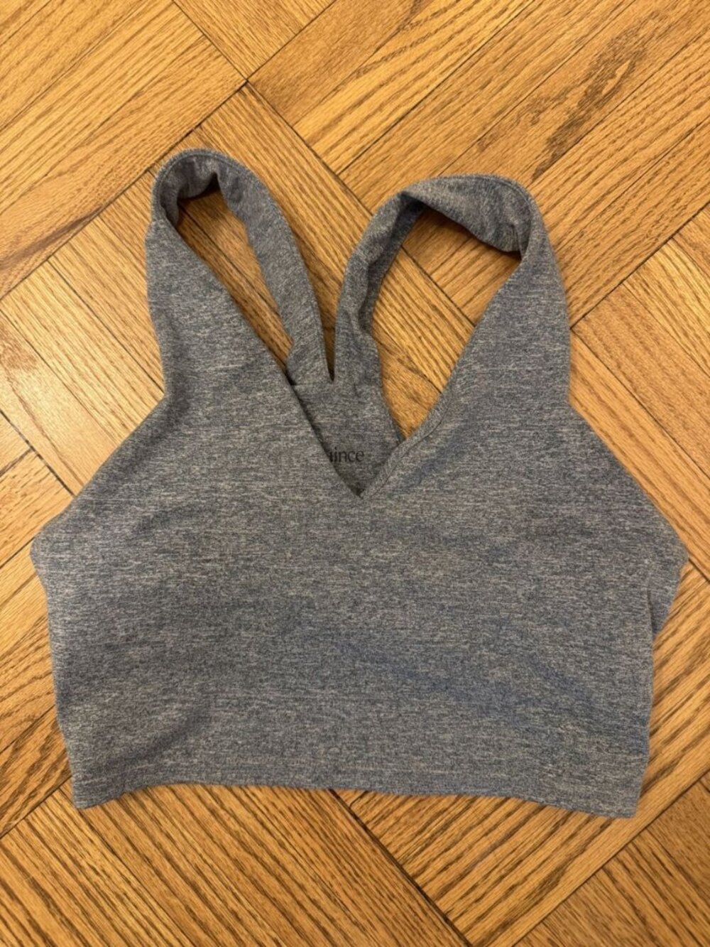 Quince Ultra-Soft V-Neck Cropped Tank Heather Sky Blue, Small